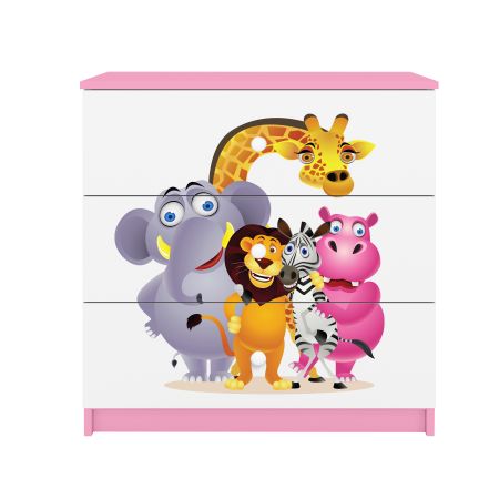 Comoda camera copii cu sertare Babydream si desen animalute, 80,5x80 cm MDF [0]