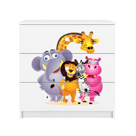 Dulapuri pentru copii - Comoda camera copii cu sertare Babydream si desen animalute, 80,5x80 cm MDF