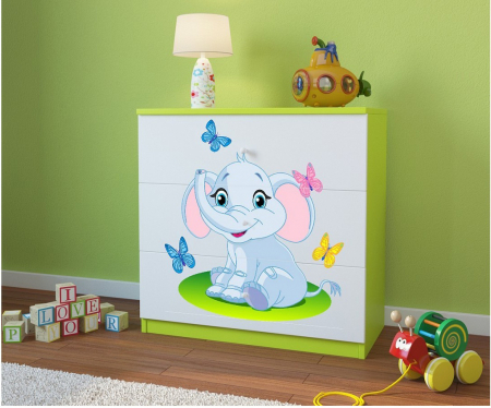 Comoda camera copii cu sertare Babydream si desen elefant, 80,5x80 cm MDF [3]