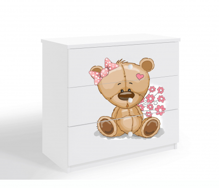 Dulapuri pentru copii - Comoda camera copii cu sertare Babydream si desen ursulet, 80,5x80 cm MDF