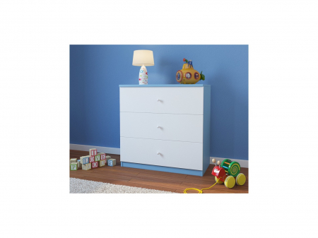 Comoda copii Babydream cu 3 sertare alb/roz/albastru/verde, 81x81 cm [4]