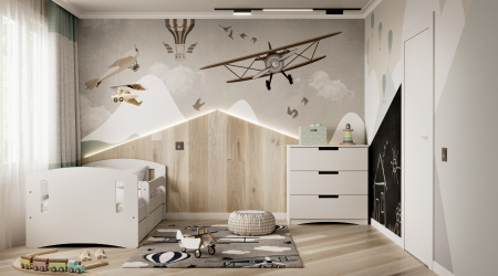 Comoda copii Classic 80,5x80 MDF alb, trei sertare [8]