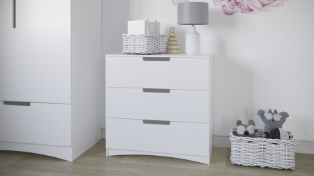 Comoda copii Classic 80,5x80 MDF alb, trei sertare [6]