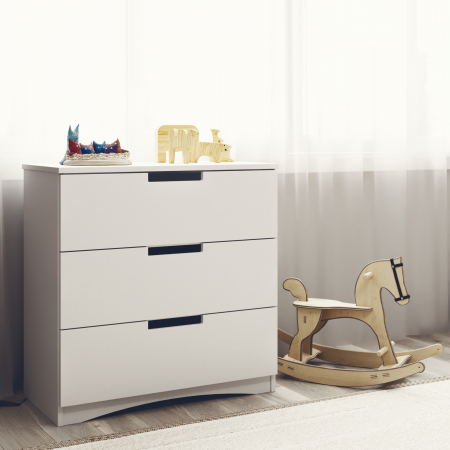 Dulapuri pentru copii - Comoda copii Classic 80,5x80 MDF alb, trei sertare