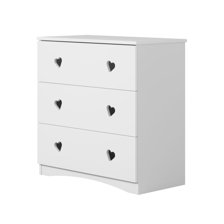 Comode inalte - Comoda cu sertare alba Julia 80x80,5 cm, MDF alb cu decupaj inimioare