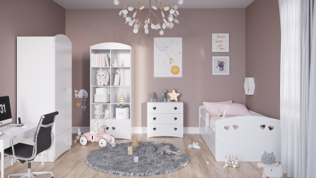 Comoda cu sertare alba Julia 80x80,5 cm, MDF alb cu decupaj inimioare [3]