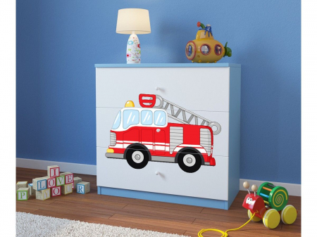Comoda cu sertare camera baieti cu desen masina pompieri Babydream, MDF diverse culori [2]