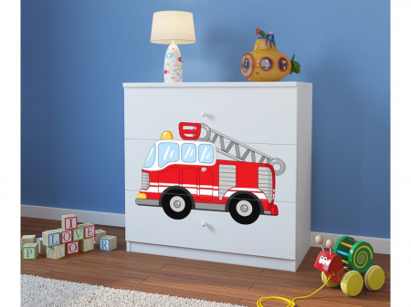 Comoda cu sertare camera baieti cu desen masina pompieri Babydream, MDF diverse culori [1]