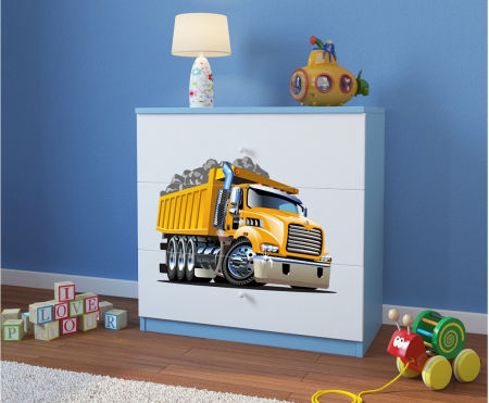 Comoda cu sertare camera baieti cu desen camion Babydream, MDF diverse culori [2]