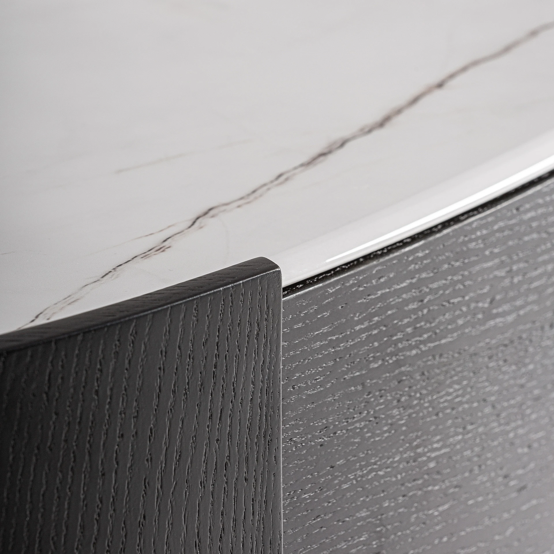 Comoda cu Sertare din Furnir de Stejar, Piatra Sinterizata si Contraplacat, Negru, 140x45x75 cm, Stil Contemporan - VicalHome 36390 [27]