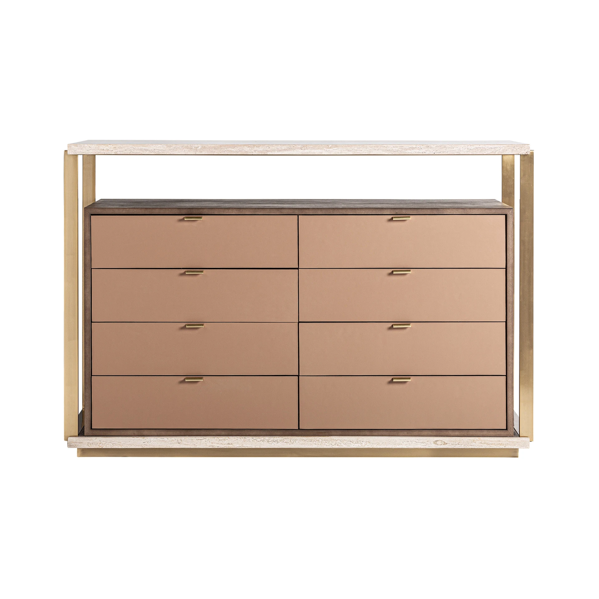 Comoda cu Sertare din Travertine, Stainless Steel si Mdf Wood, Bej, 134x50x89 cm, Stil Art Deco - VicalHome 36129 [5]