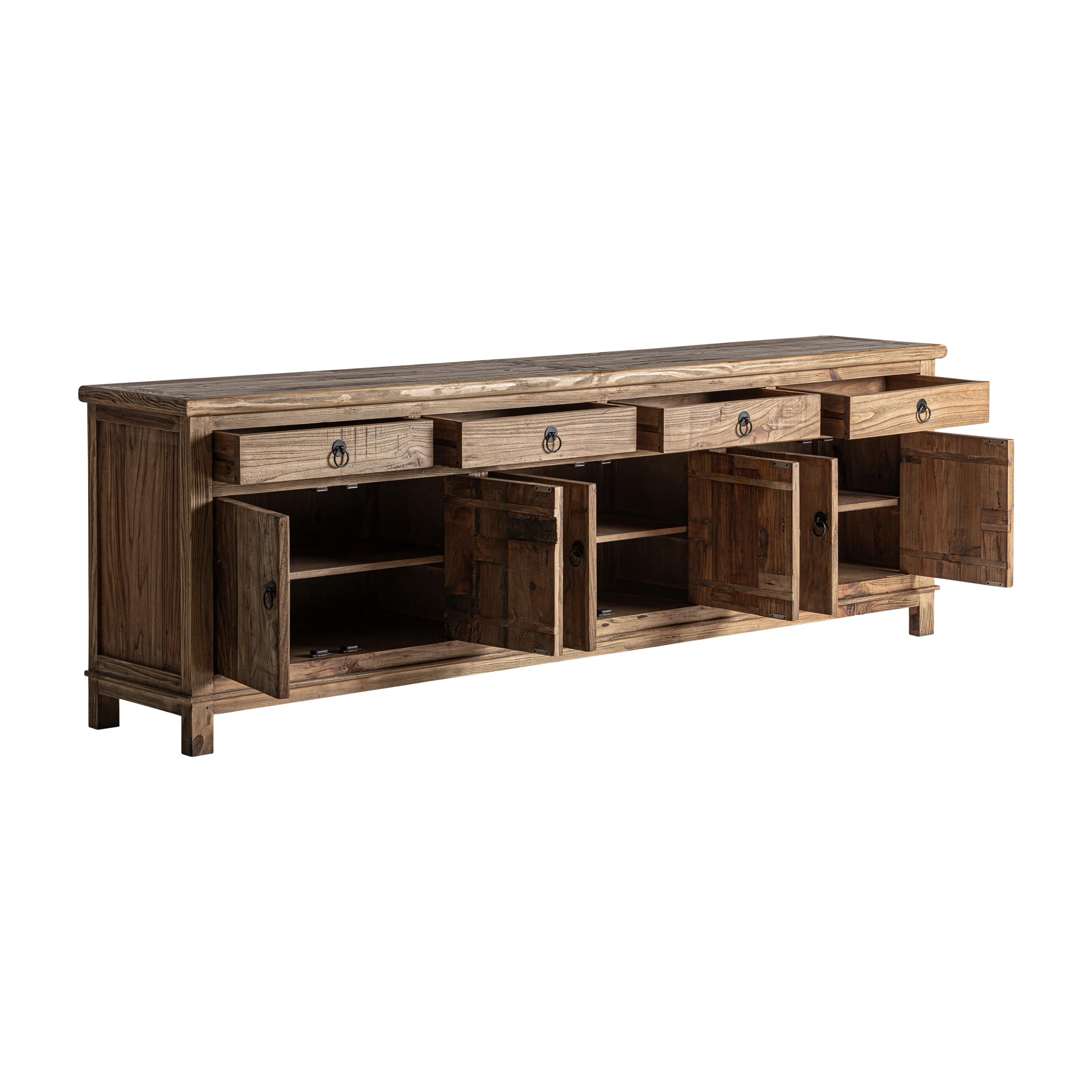 Comoda Inalta din Lemn de Ulm, Maro, 250x45x79 cm, Stil Rustic - VicalHome 37751 [5]