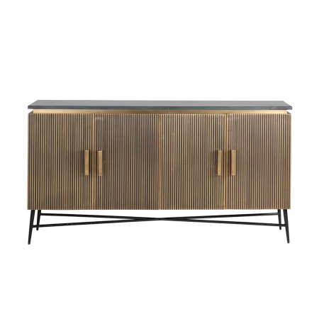 Comoda lux aurie cu 4 usi Tosea din MDF si lemn de mesteacan, baza metal, blat din marmura neagra, 7571 - Richmond Interiors [2]