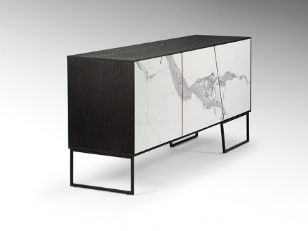 Comoda lux Ernest, 160x45 cm, din MDF cu fronturi ceramice cu aspect de marmura alba, baza metal, 603645 - Schuller [3]