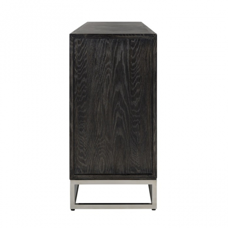 Comoda lux neagra 4 usi Geral, 225 cm, din stejar cu baza si manere otel inoxidabil auriu/argintiu/alama, 7376 - Richmond Interiors [10]