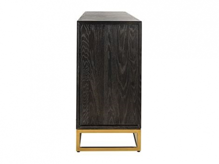 Comoda lux neagra 4 usi Geral, 225 cm, din stejar cu baza si manere otel inoxidabil auriu/argintiu/alama, 7376 - Richmond Interiors [7]