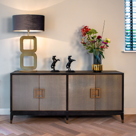 Comoda premium cu 4 usi Damo, 193 cm, din furnir stejar, PU si metal, 7521 - Richmond Interiors [7]