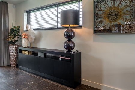 Comoda premium neagra 3/4 usi Kelda, 190/240 cm, furnir stejar, 6500 BLACK - Richmond Interiors [10]
