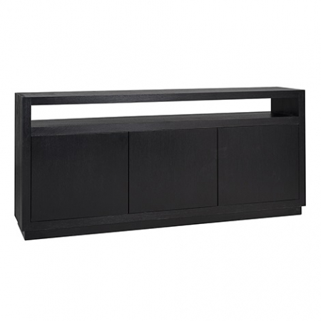 Comode inalte - Comoda premium neagra 3/4 usi Kelda, 190/240 cm, furnir stejar, 6500 BLACK - Richmond Interiors