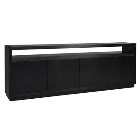 Comode inalte - Comoda premium neagra 3/4 usi Kelda, 190/240 cm, furnir stejar, 6501 BLACK - Richmond Interiors