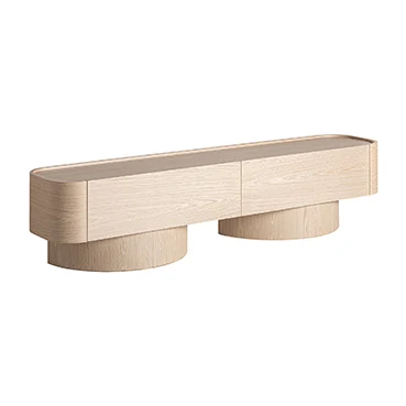 Comoda TV din Furnir de Stejar, Lemn Mdf si Placaj de Lemn, Crem, 220x45x50 cm - VicalHome 35253 [11]