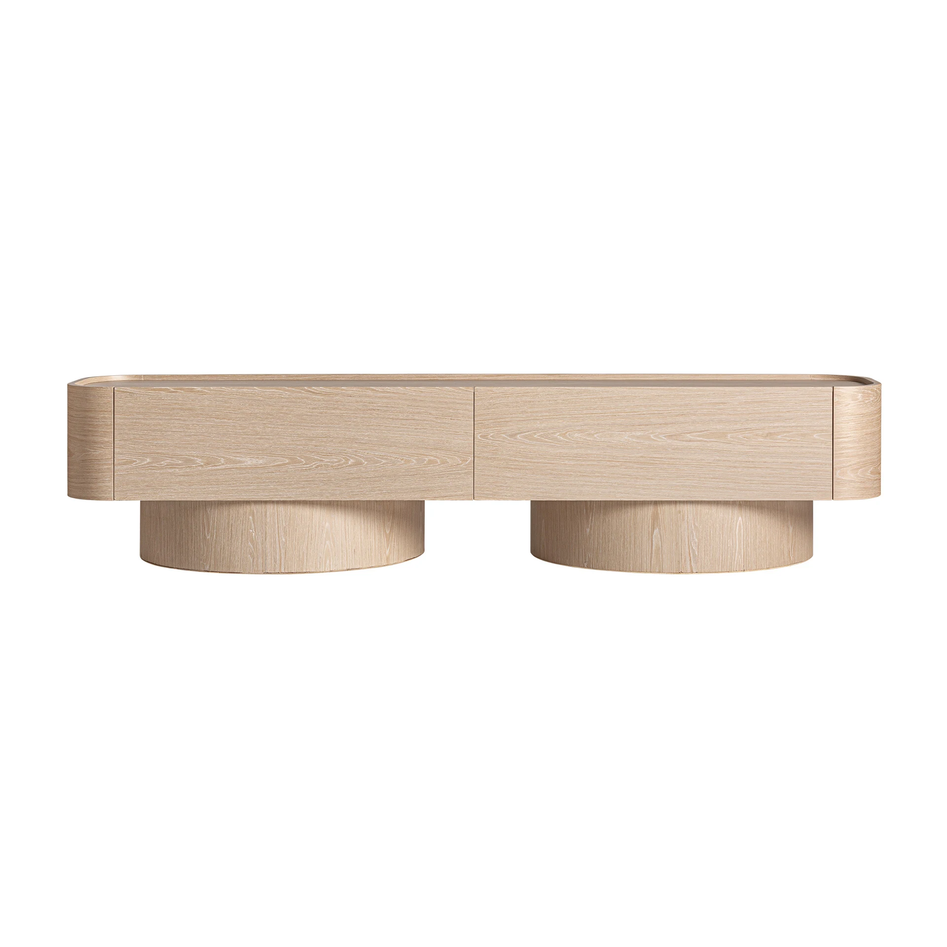 Comoda TV din Furnir de Stejar, Lemn Mdf si Placaj de Lemn, Crem, 220x45x50 cm - VicalHome 35253 [3]