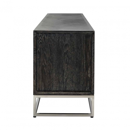 Comoda TV lux neagra cu 4 usi Geral, 185/200/220 cm, din stejar cu baza si manere otel inoxidabil auriu/argintiu/alama, 7374 - Richmond Interiors [25]