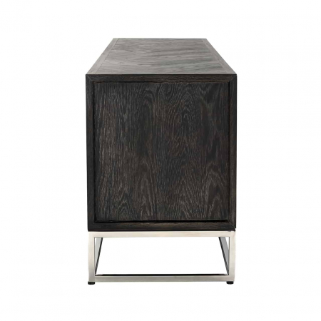 Comoda TV lux neagra cu 4 usi Geral, 185/200/220 cm, din stejar cu baza si manere otel inoxidabil auriu/argintiu/alama, 7374 - Richmond Interiors [9]