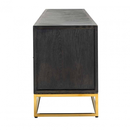 Comoda TV lux neagra cu 4 usi Geral, 185/200/220 cm, din stejar cu baza si manere otel inoxidabil auriu/argintiu/alama, 7374 - Richmond Interiors [20]