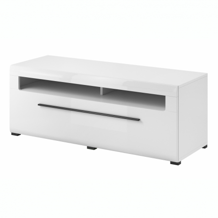 Comode TV - Comoda Tv MDF alb lucios Frazier 140 cm cu sertar
