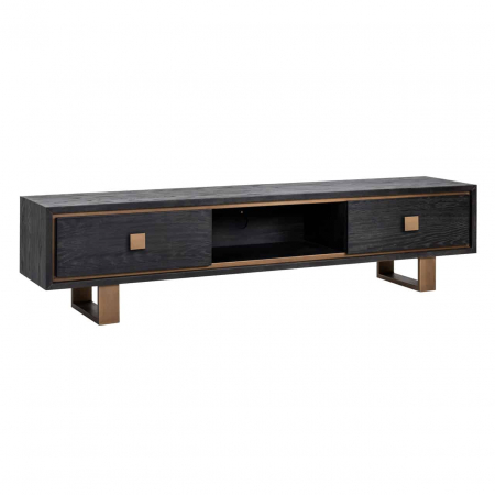Comode TV - Comoda TV premium cu 2 sertare Bever, 190 cm, din furnir stejar cu picioare metal, 7483 - Richmond Interiors