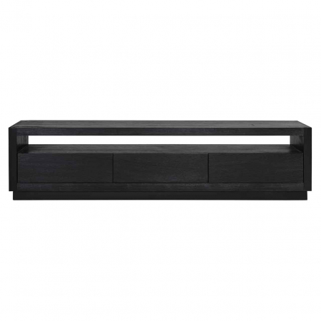 Comoda TV premium neagra cu 3 sertare Kelda, 185 cm, furnir stejar, 6503 BLACK - Richmond Interiors [3]