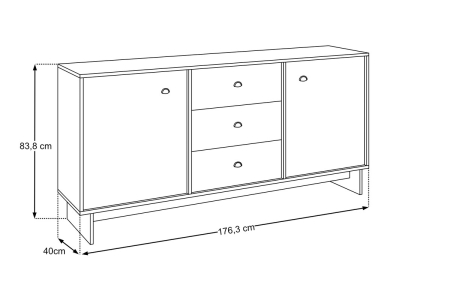 Comoda Yori Villa 52.6 cm, cu 2 Uși și 3 Sertare, Nuc Villa - COMAD [4]