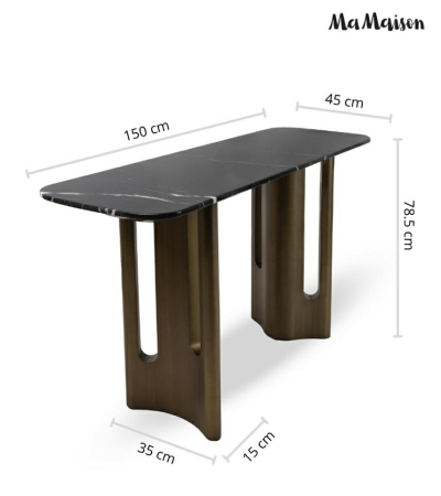 Consolă Essenza 150x45x78,5 cm, Negru Aur Îmbătrânit - MaMaison [10]