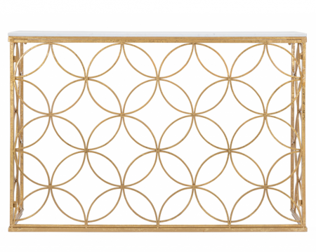 Consola glam blat marmura alba Roselin 120X40X80 cm baza metal auriu [1]