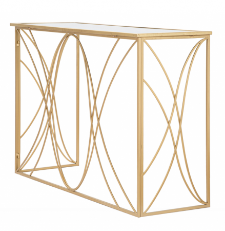 Console hol - Consola glam blat oglinda Kalina 120X40X80 cm baza metal auriu