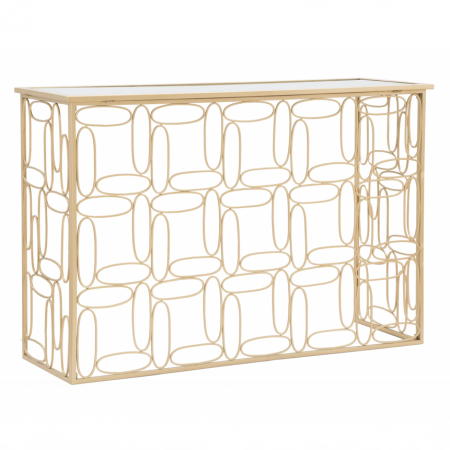 Console hol - Consola glam blat oglinda Tensi 120X40X81 cm baza metal auriu - STOC