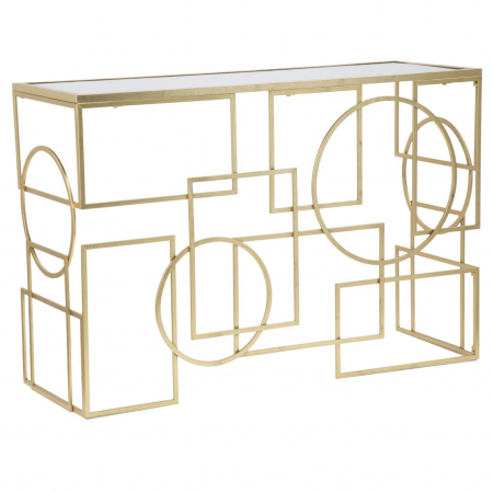 Lichidare stoc - Consola glam negru/auriu Perus 120x41x81 cm metal/sticla