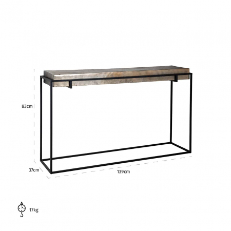Consola hol premium metal Rami 140x37,5 cm stil industrial blat auriu sampanie, 825034 - Richmond Interiors [4]