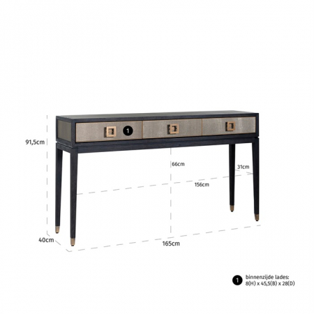 Consola lux cu 3 sertare Damo 165 cm, din furnir stejar, metal si PU, 7524 - Richmond Interiors [5]