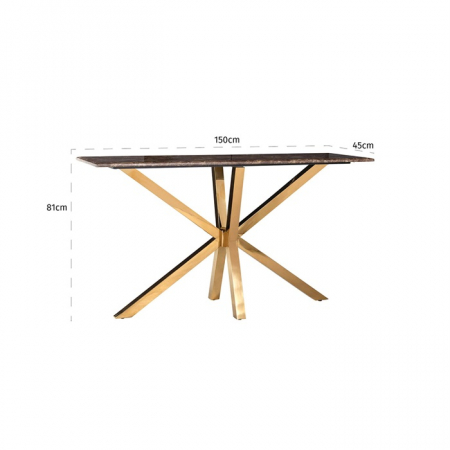 Consola lux marmura artificiala Randi, 150 cm, cadru auriu otel inoxidabil, 9450 - Richmond Interiors [2]