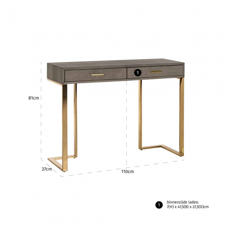 Consolă Marie-Lou 2 sertare (Gold), 7511 - Richmond Interiors [3]