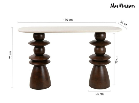 Consolă Ronda 130x35x76 cm, Lemn Mango și Marmură - MaMaison [11]