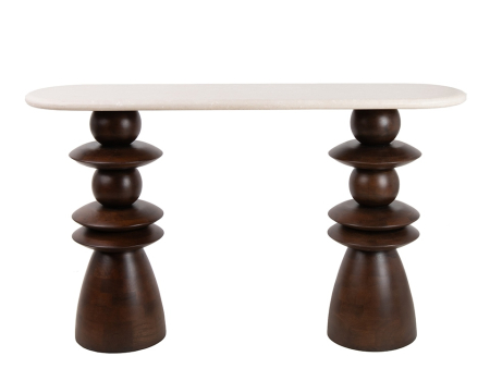 Produse - Consolă Ronda 130x35x76 cm, Lemn Mango și Marmură - MaMaison