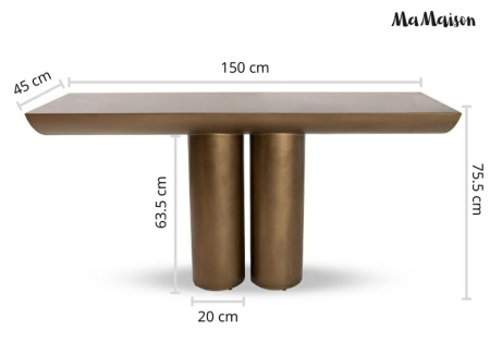 Consolă Tidal 150x45x75,5 cm, Metal Aur Îmbătrânit - MaMaison [9]