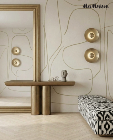 Consolă Tidal 150x45x75,5 cm, Metal Aur Îmbătrânit - MaMaison [6]