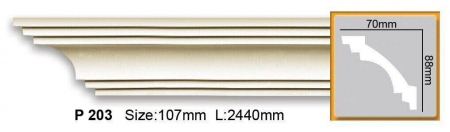 Produse - Cornisa decorativa din poliuretan Flexibil P803F - 7.6x7.5x200 cm