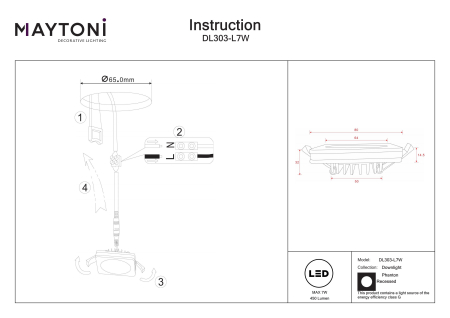 Corp de iluminat încastrat Phanton, Aluminiu Alb, 7W, MAYTONI DL303-L7W [3]