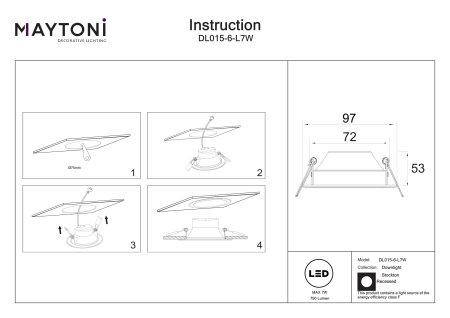 Corp de iluminat încastrat Stockton, Plastic Alb, 7W, MAYTONI DL015-6-L7W [3]