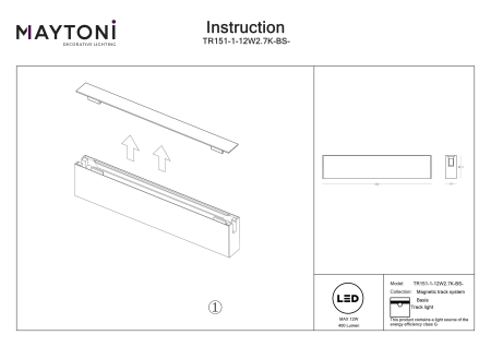 Corp de iluminat pe șină BASIS, Aluminiu Alamă, 12W, MAYTONI TR151-1-12W2.7K-BS-DE [4]